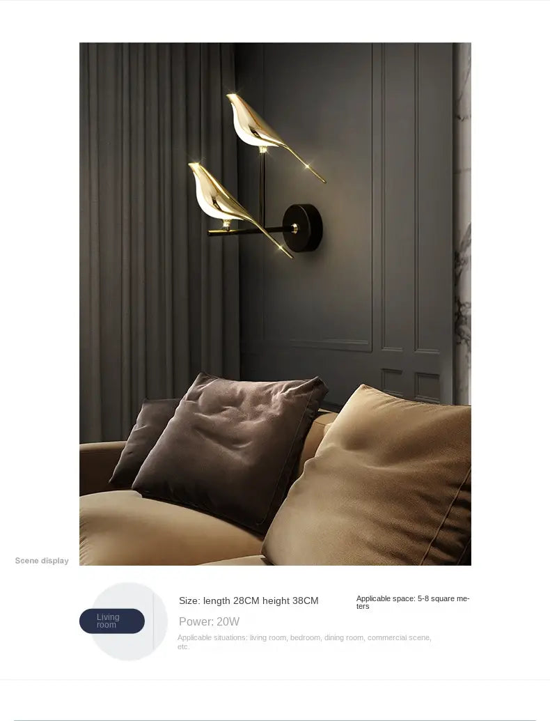 Modern Magpie LED Wall Lamp for Bedroom Decor