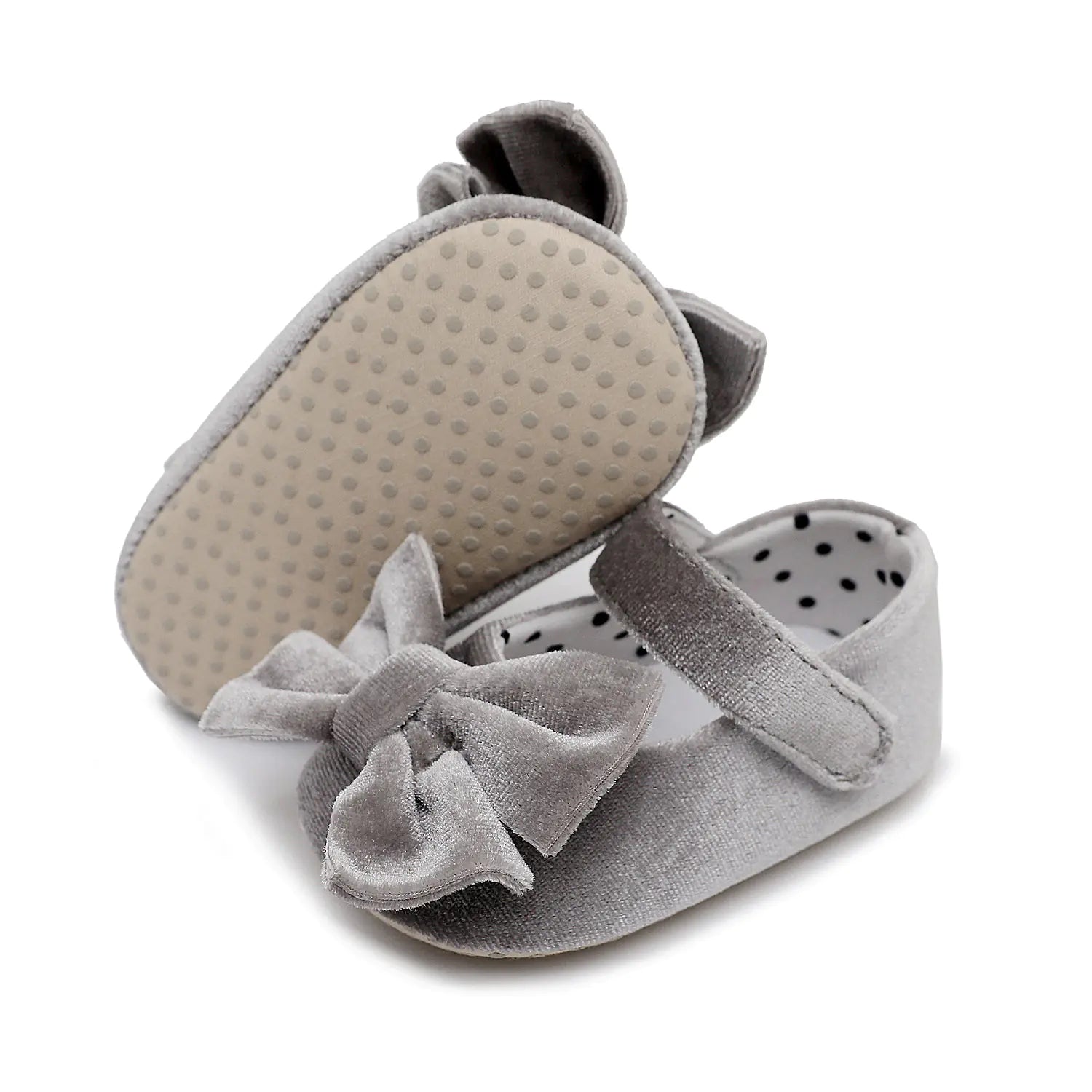 New Velvet Bow Baby Walking Shoes - Non-Slip Design