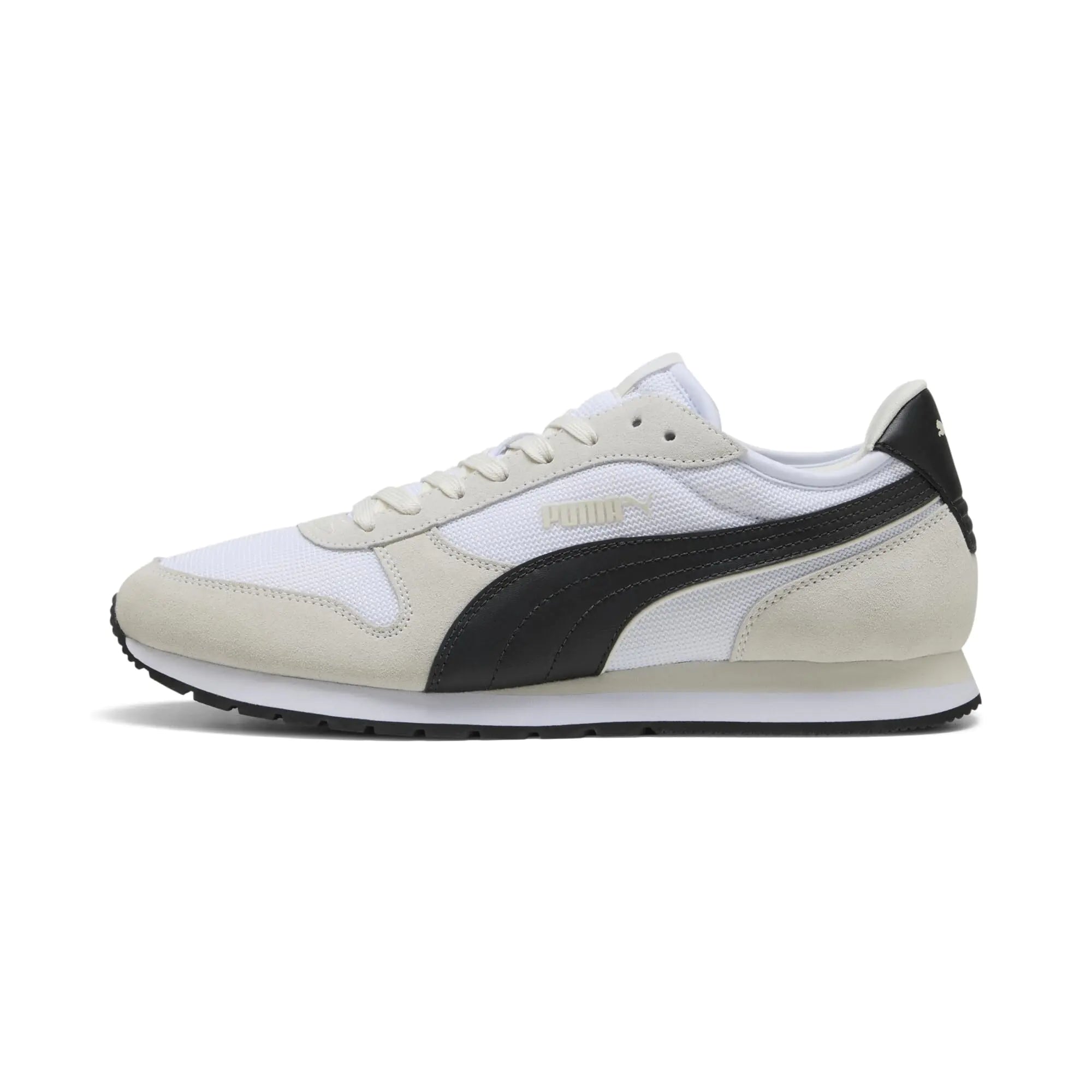 PUMA Mens ST Miler Sneaker White Black-Vapor Gray 12
