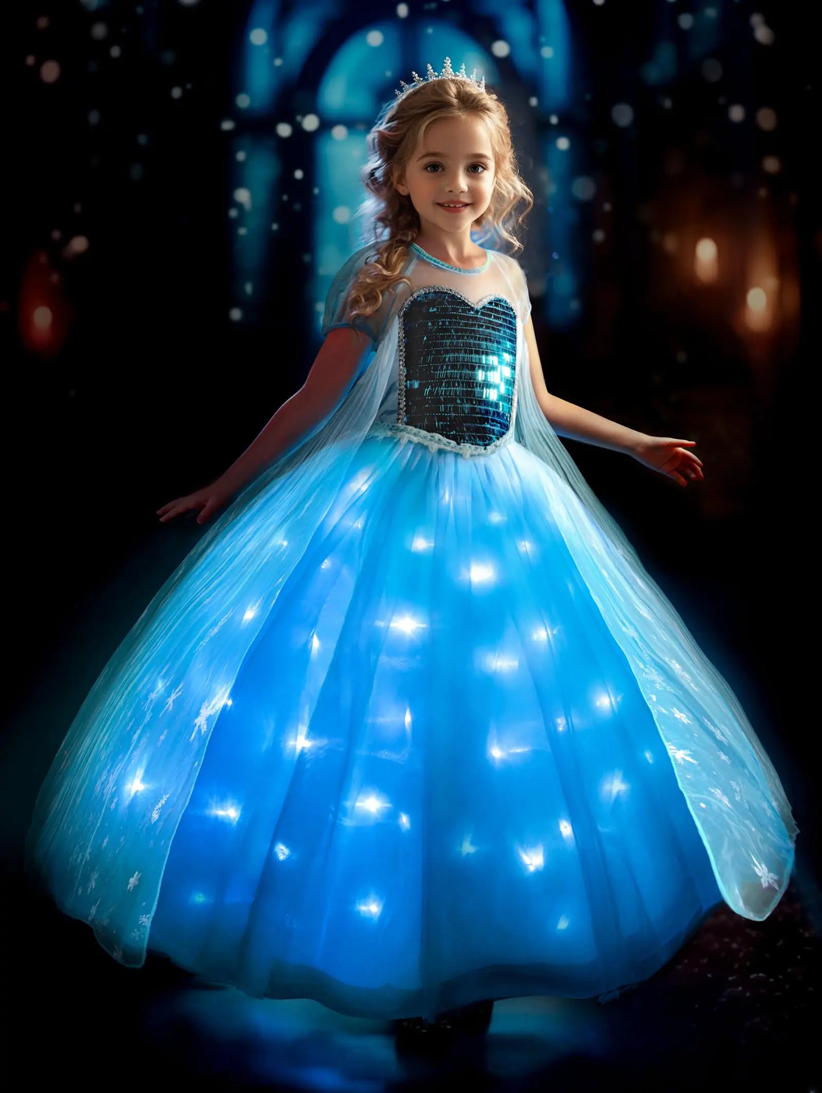 UPORPOR Princess Dresses for Girls Light Up Princess Costume Dress Up Clothes for Girls Halloween Costume Christmas Birthday Party
