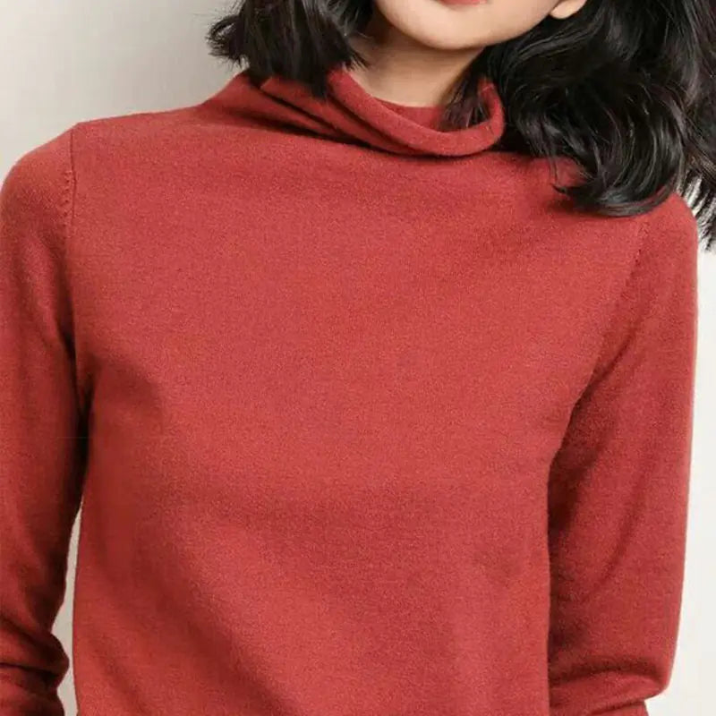 Thick Turtleneck Sweater for Women - Slim Fit Knit Top