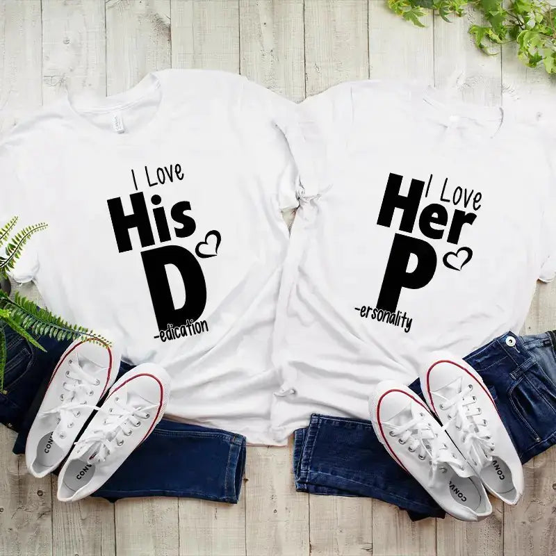 I Love Her P I Love His D - DTF Transfer Set