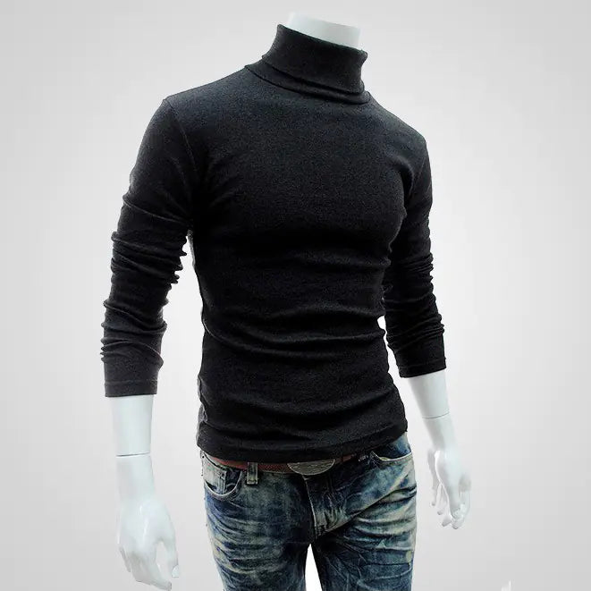 Men's Turtleneck Knit Pullover Long Sleeve Sweater