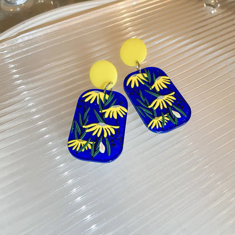 Silver Needle French Baroque Pearl Flower Tassel Earrings