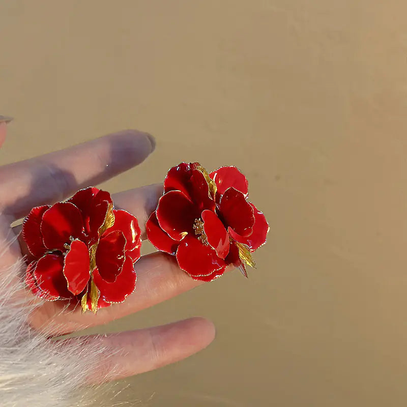 Silver Needle French Baroque Pearl Flower Tassel Earrings