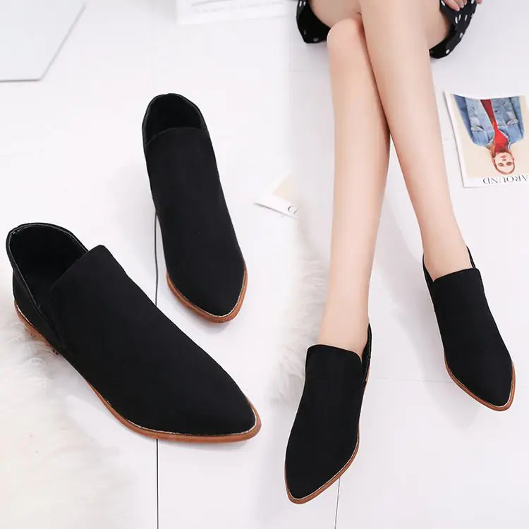 Martin Boots, Chunky Heeled Ankle Boots, Pointed Toe Boots