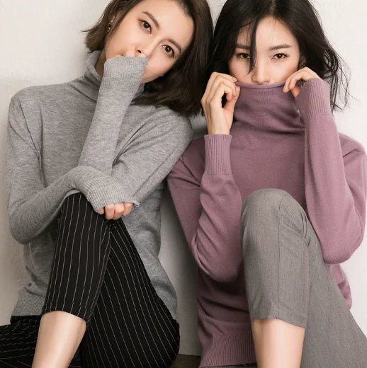 Thick Turtleneck Sweater for Women - Slim Fit Knit Top