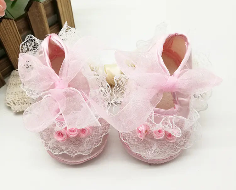 Baby Walking Shoes, Soft Sole Non-Slip Lace Princess Shoes