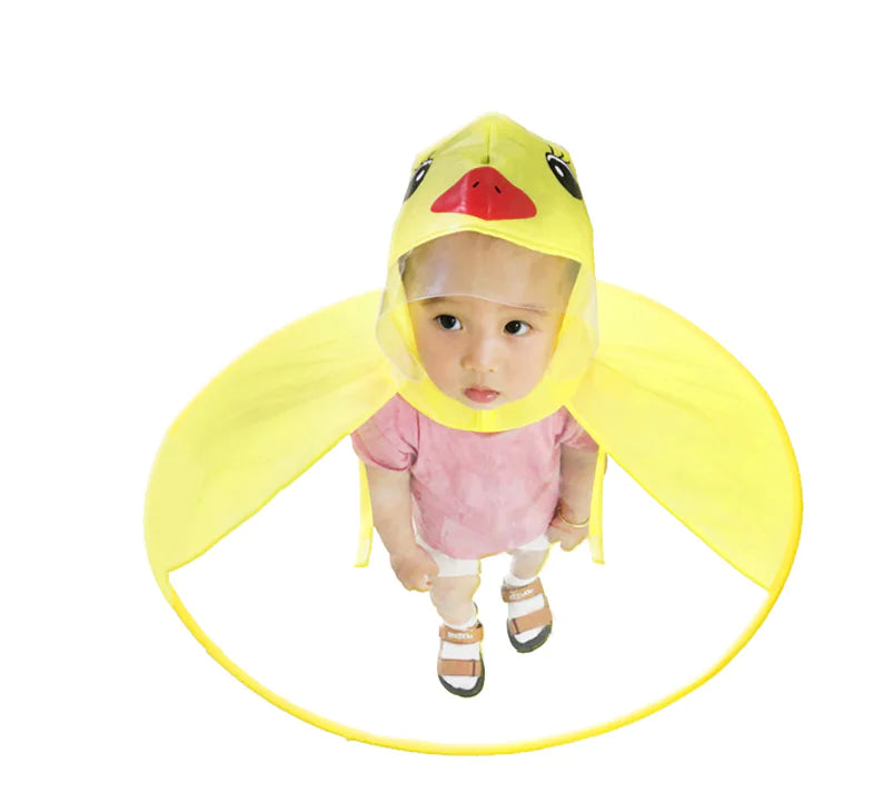 Yellow Duck UFO Raincoat with Umbrella Hat (Foldable)