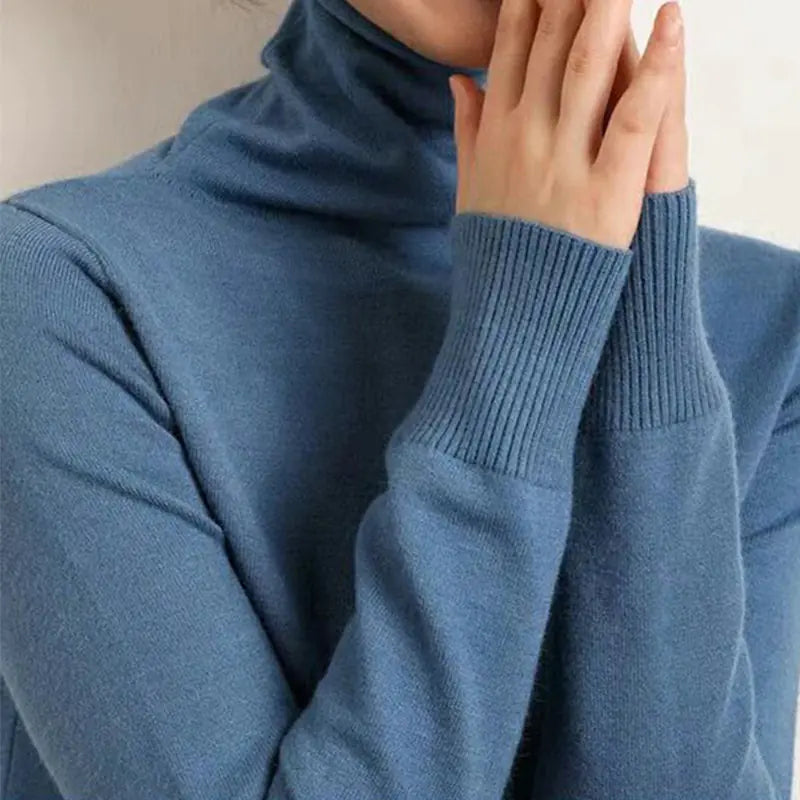Thick Turtleneck Sweater for Women - Slim Fit Knit Top