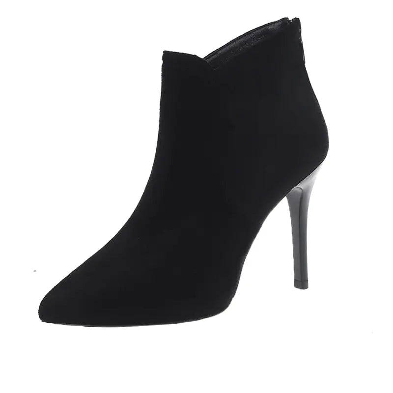 Women's High Heel Pointed Toe Ankle Boots with Zipper