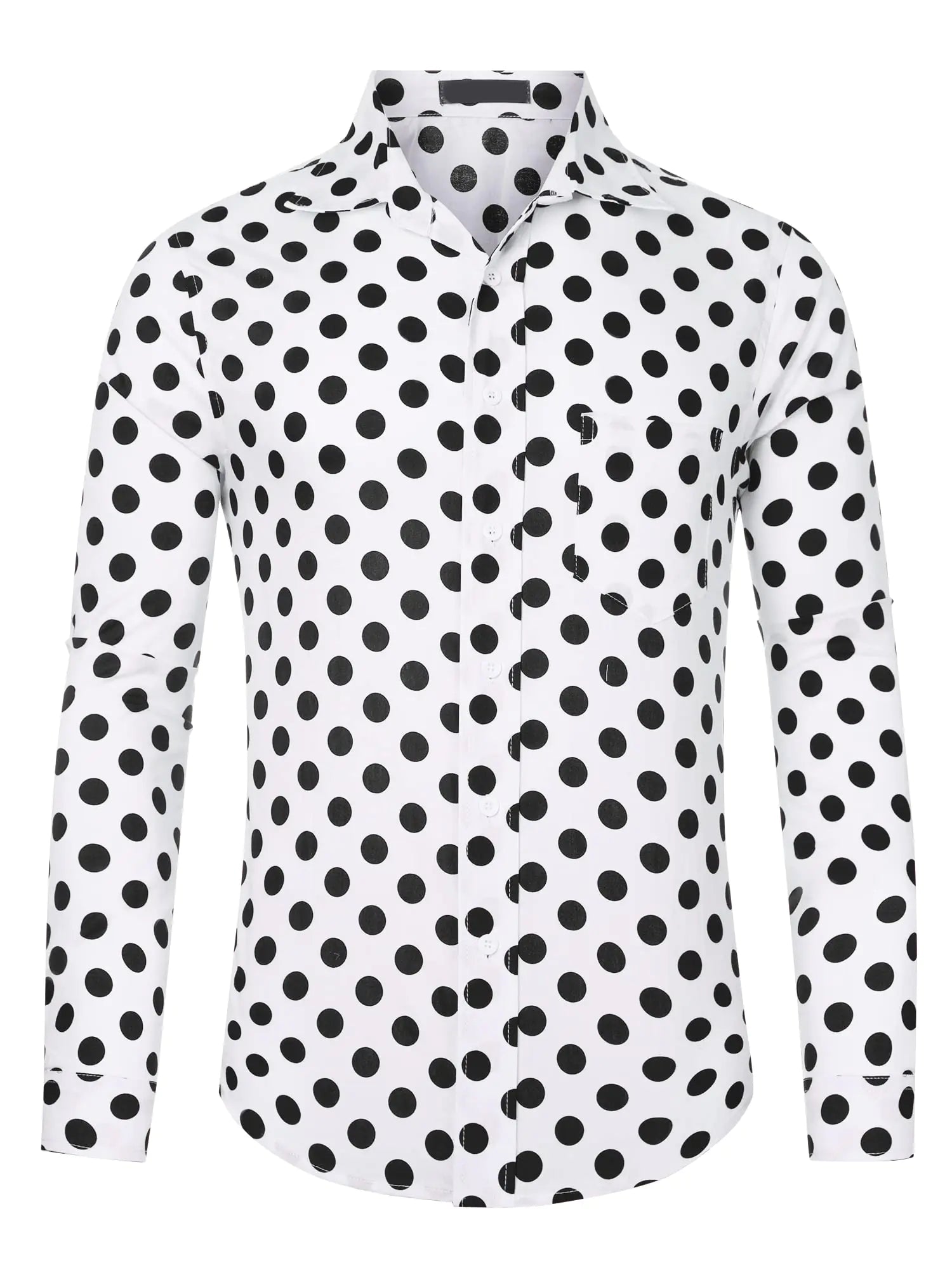 Lars Amadeus White Polka Dots Dress Shirt for Mens Button Down Long Sleeve Casual Business Shirts Medium White