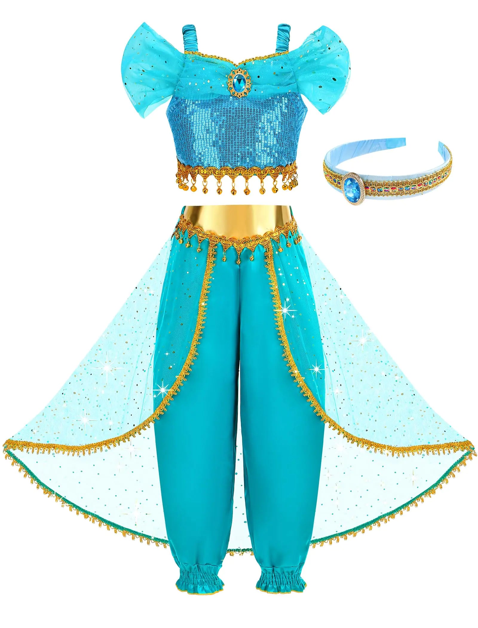 Aolliya Princess Costume for Girls Kids Arabian Princess Fancy Dress Up for Halloween Birthday Cosplay Party Carnival