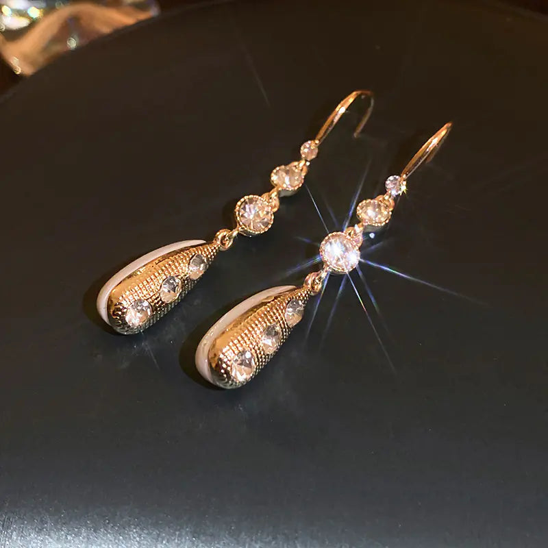 Silver Needle French Baroque Pearl Flower Tassel Earrings