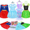 STOPKLAS Princess Dress Up Clothes for Little Girls 16 PCS Princess Costumes Set for Girls 3 6 Kids Dress Up Pretend Play Toys Gifts for Toddlers Mermaid Princess Dress Up Kit with Accessories