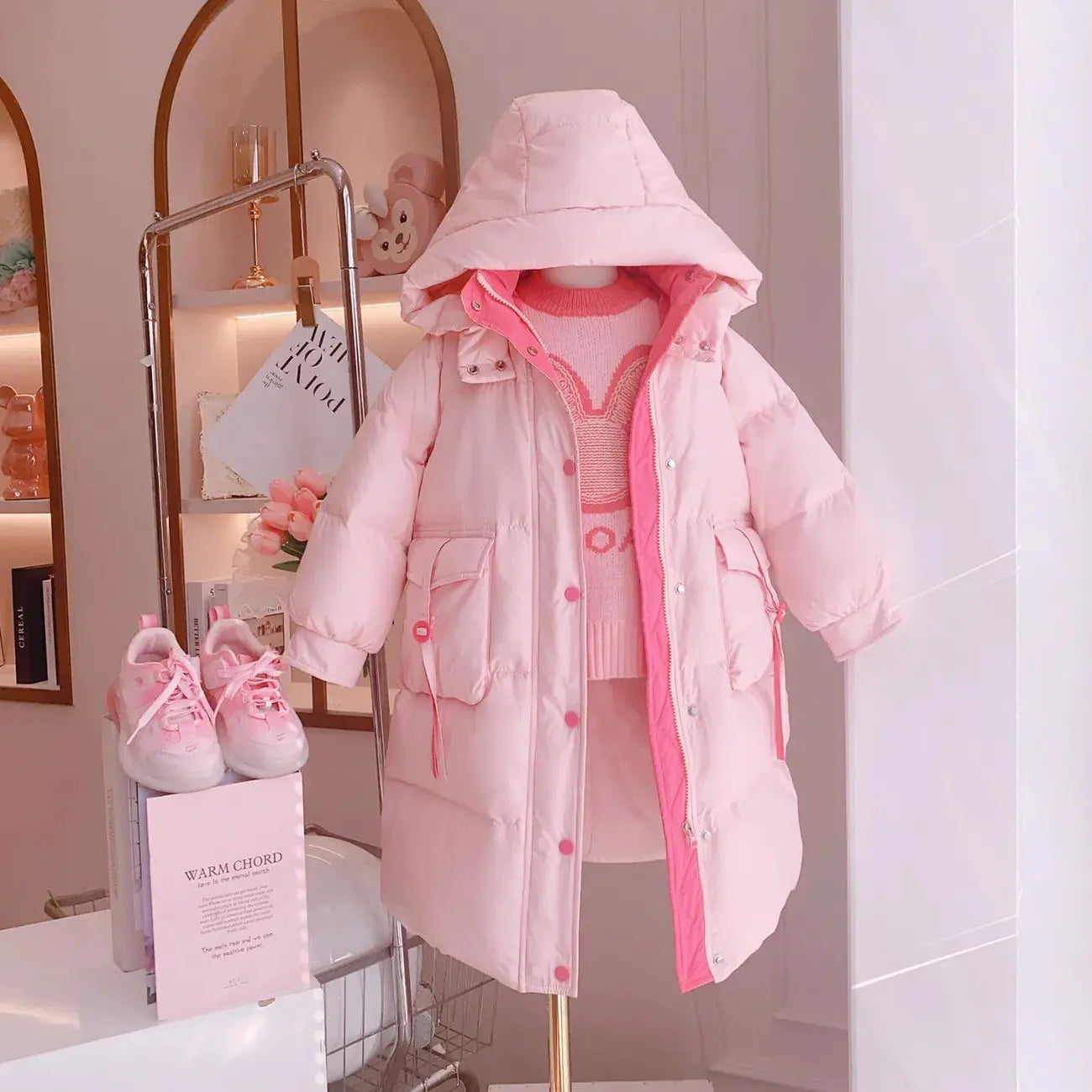 Mid-length Thickened Warm Padded Cotton Clothes for Girls