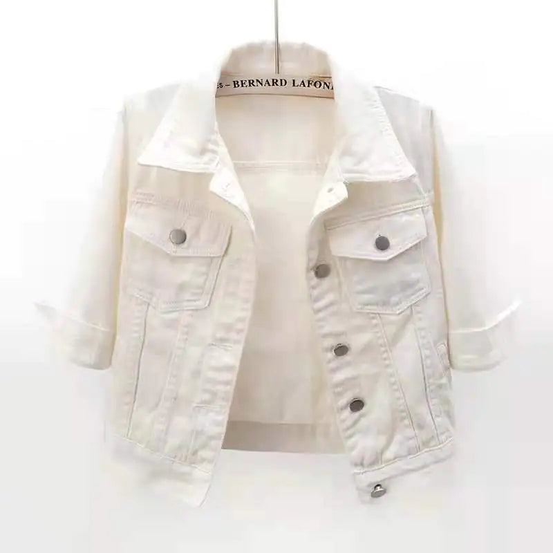 Women's Spring Summer Slim Fit Colorful Denim Jacket