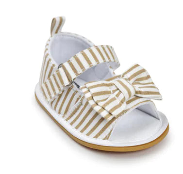 Cotton Bow Baby Sandals - Toddler Walking Shoes