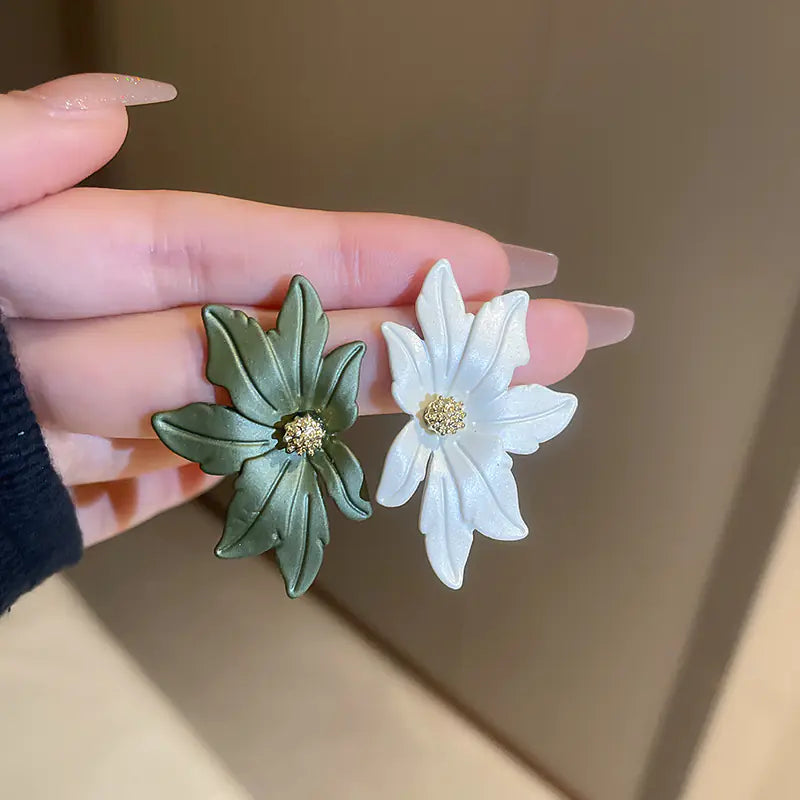 Silver Needle French Baroque Pearl Flower Tassel Earrings