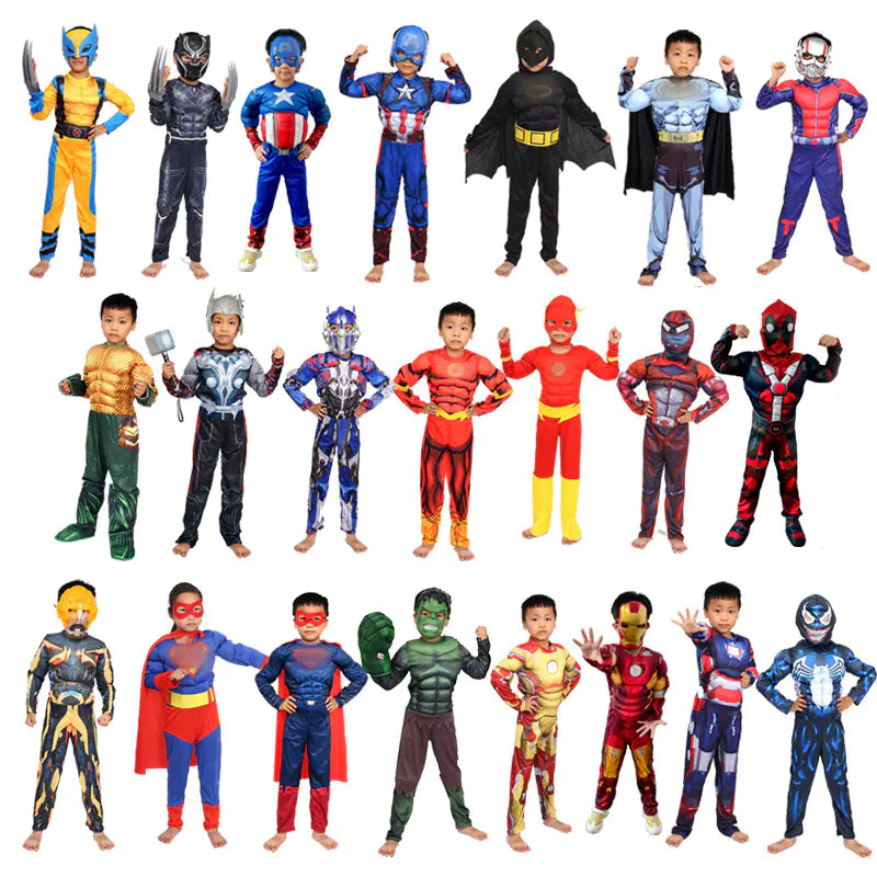 Cosplay Costume Set: Captain America, Hulk, Iron Man, Batman, Spider-Man, Flash