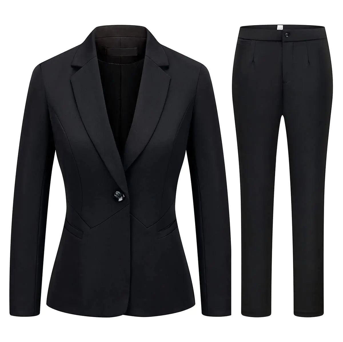 MODFUL Womens 2 Piece Business Suit Pant Set Slim Fit One Button Blazer Jacket Lady Work Suit for Office (Black01X-Small)