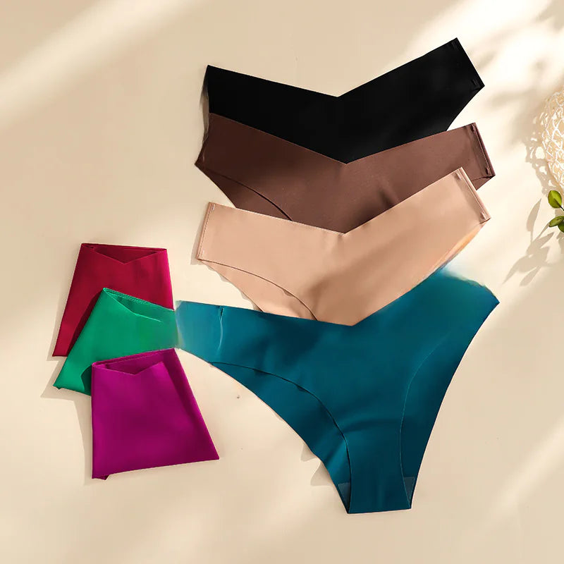 Plus Size Seamless Ice Silk Women's V-Waist Briefs