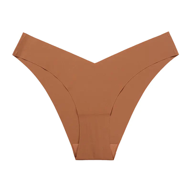 Plus Size Seamless Ice Silk Women's V-Waist Briefs