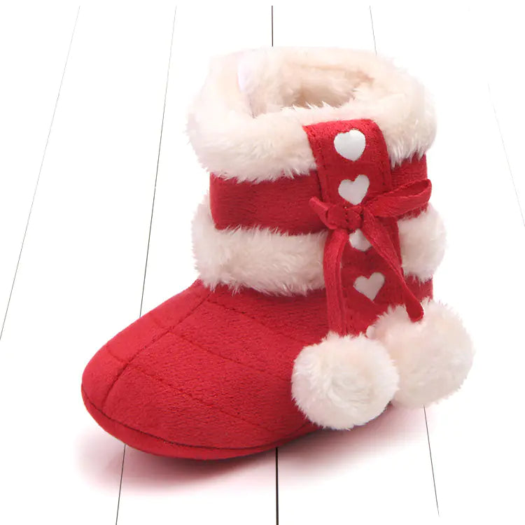 Baby Walking Shoes with Bow Plush Design