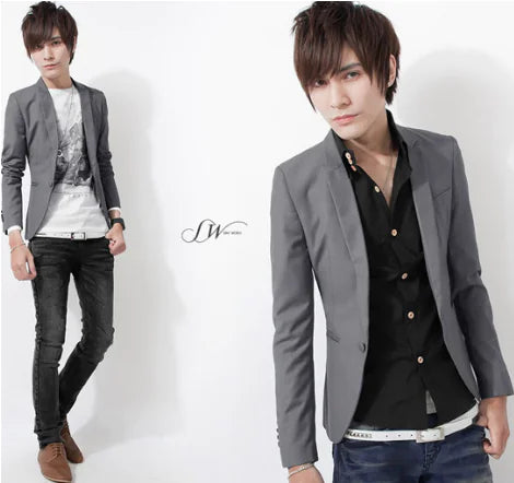 Men's Korean Slim Fit Blazer Casual Jacket