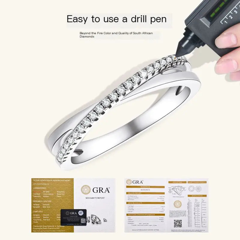 Korean Style Moissanite Cross Ring in S925 Silver