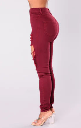 Women's Ripped Skinny Stretch Denim Jeans
