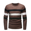Men's Slim Fit Striped Color Block Round Neck Sweater