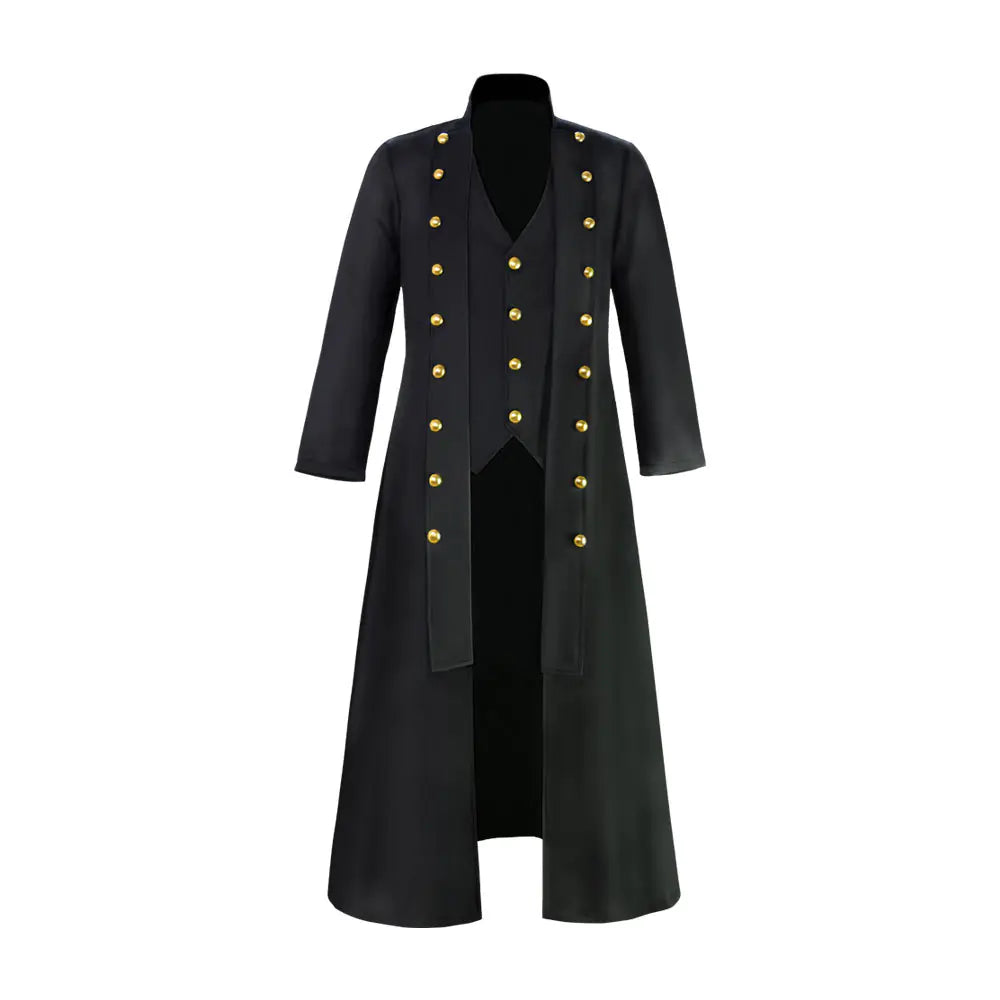 Men's Long Sleeve Stand Collar Button Coat