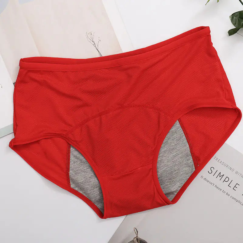 Plus Size Breathable High-Waist Period Panties for Women