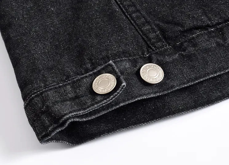 Men's Korean Style Black Slim Fit Denim Jacket