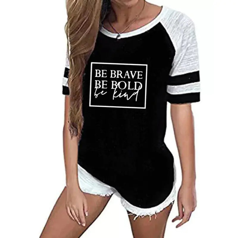 Color Block Striped T-Shirt with Round Neck (Slim Fit)