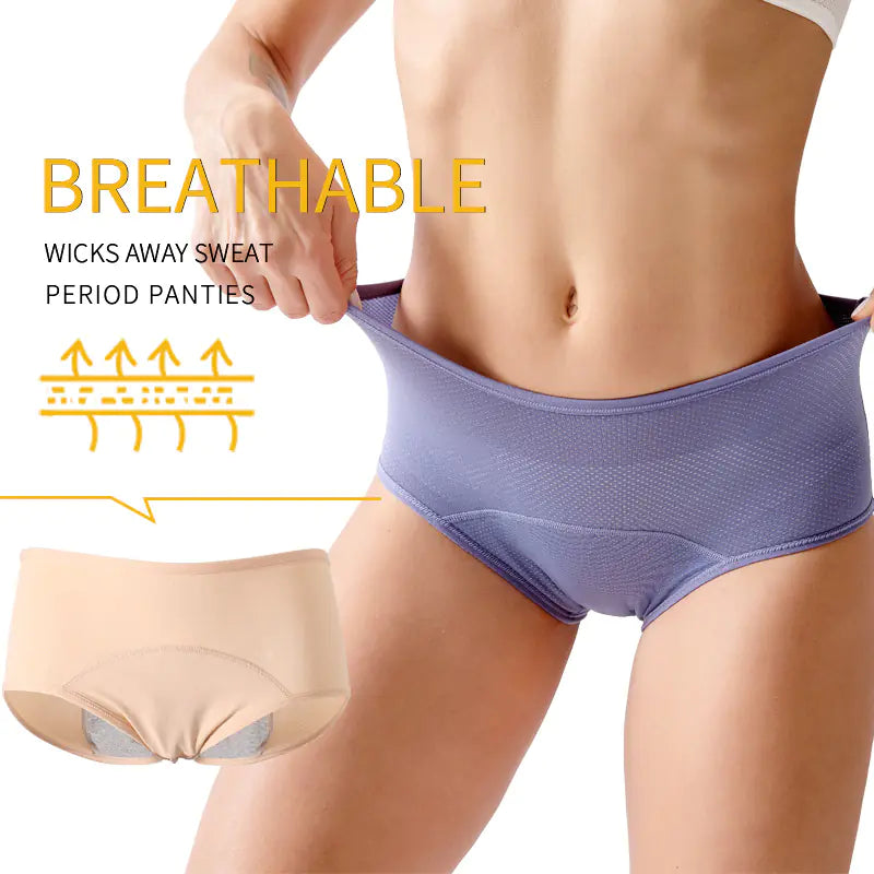 Plus Size Breathable High-Waist Period Panties for Women