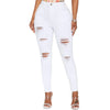 LONGBIDA High Waisted Ripped Skinny Jeans for Women Slim Fit Stretchy Distressed Jeans Y2K Destroyed Ankle Denim Pants(WhiteS)