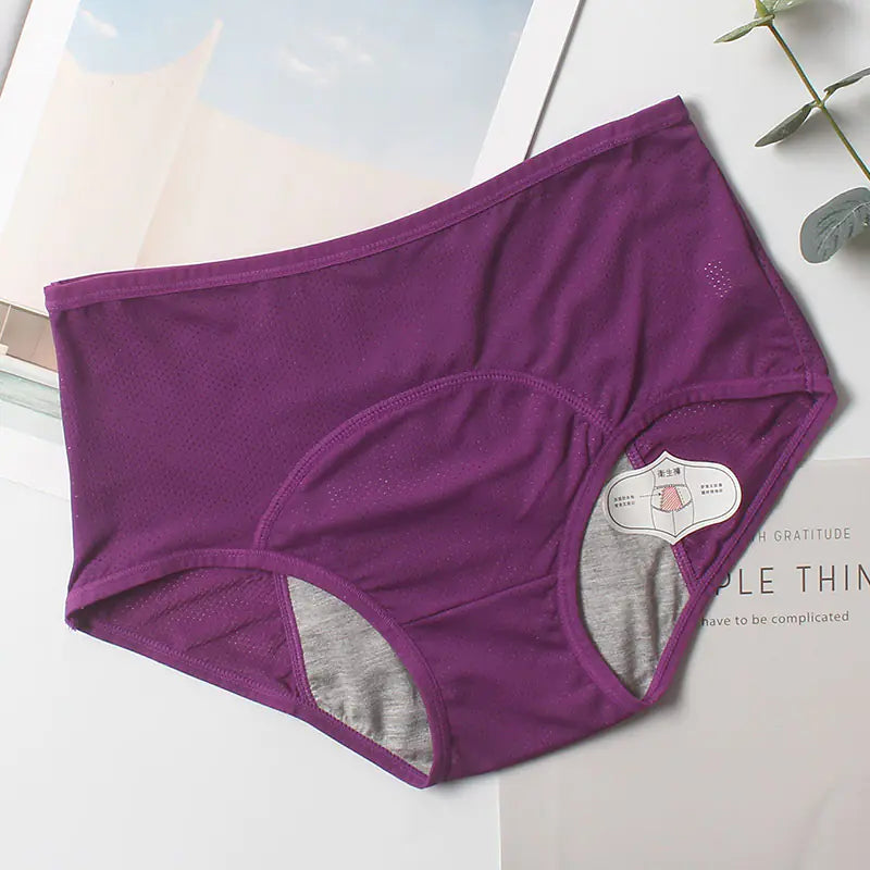 Plus Size Breathable High-Waist Period Panties for Women