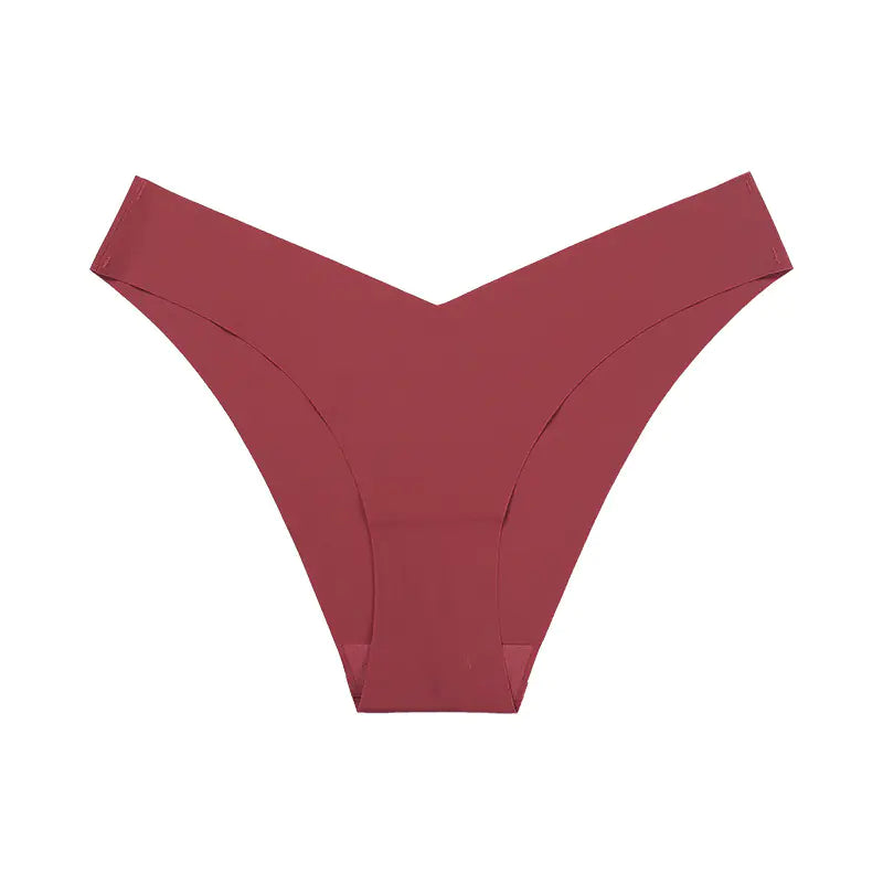 Plus Size Seamless Ice Silk Women's V-Waist Briefs
