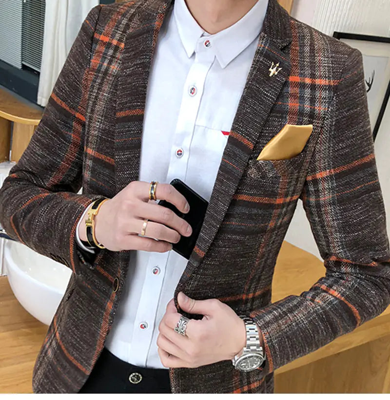 Men's Slim Fit Casual Blazer - Korean Style Jacket