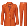 YYNUDA Womens 2 Piece Office Work Suit Set Single Breasted Solid Business Blazer and Pants DarkOrange