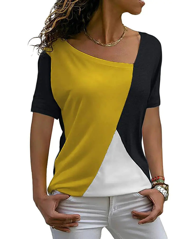 Summer Women's Color Block Short Sleeve T-Shirt