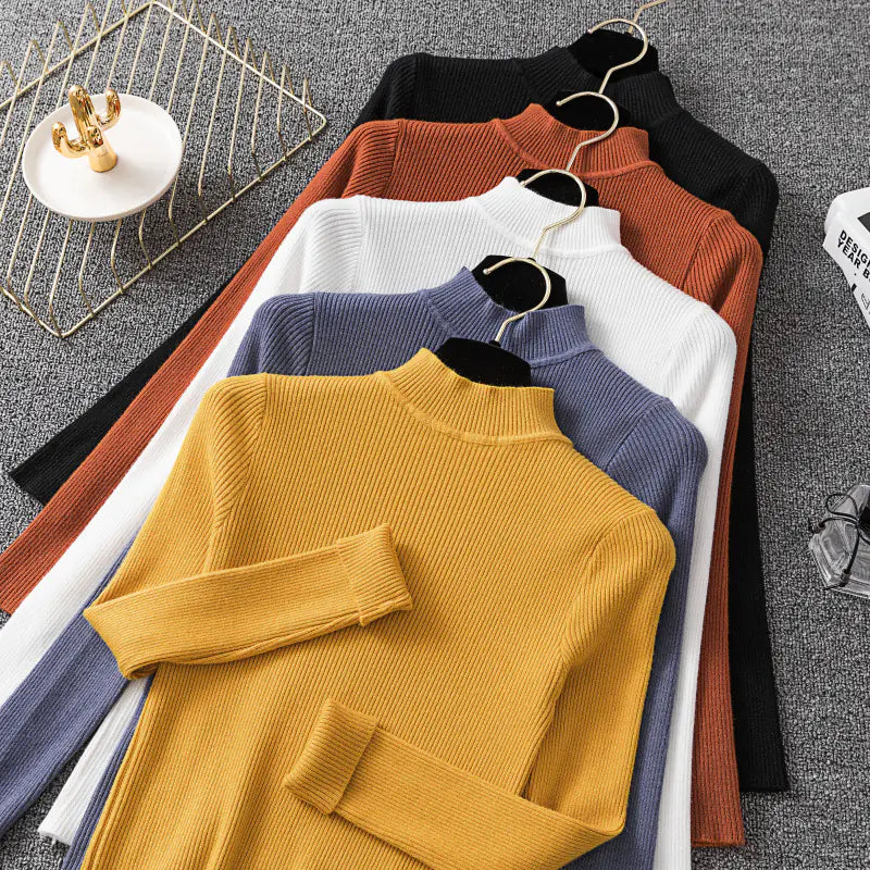 Women's Turtleneck Sweater - Long Sleeve Knit Top