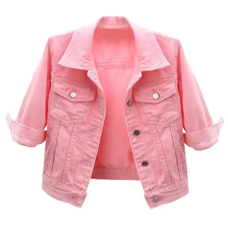 Women's Spring Summer Slim Fit Colorful Denim Jacket