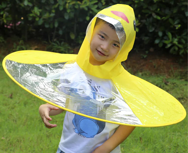 Yellow Duck UFO Raincoat with Umbrella Hat (Foldable)