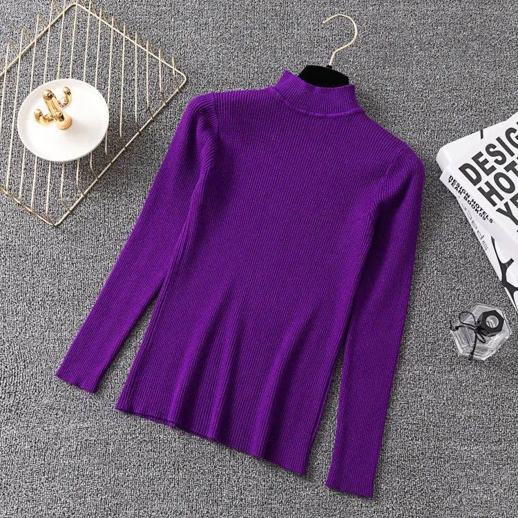 Women's Turtleneck Sweater - Long Sleeve Knit Top