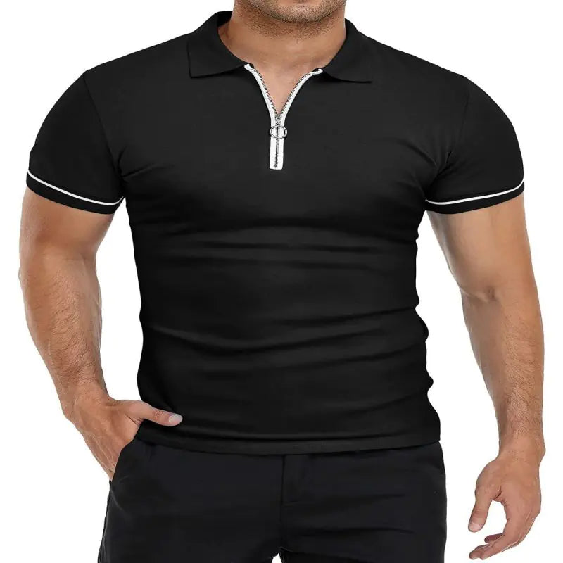 Men's Slim Fit Solid Color Short Sleeve Polo Shirt
