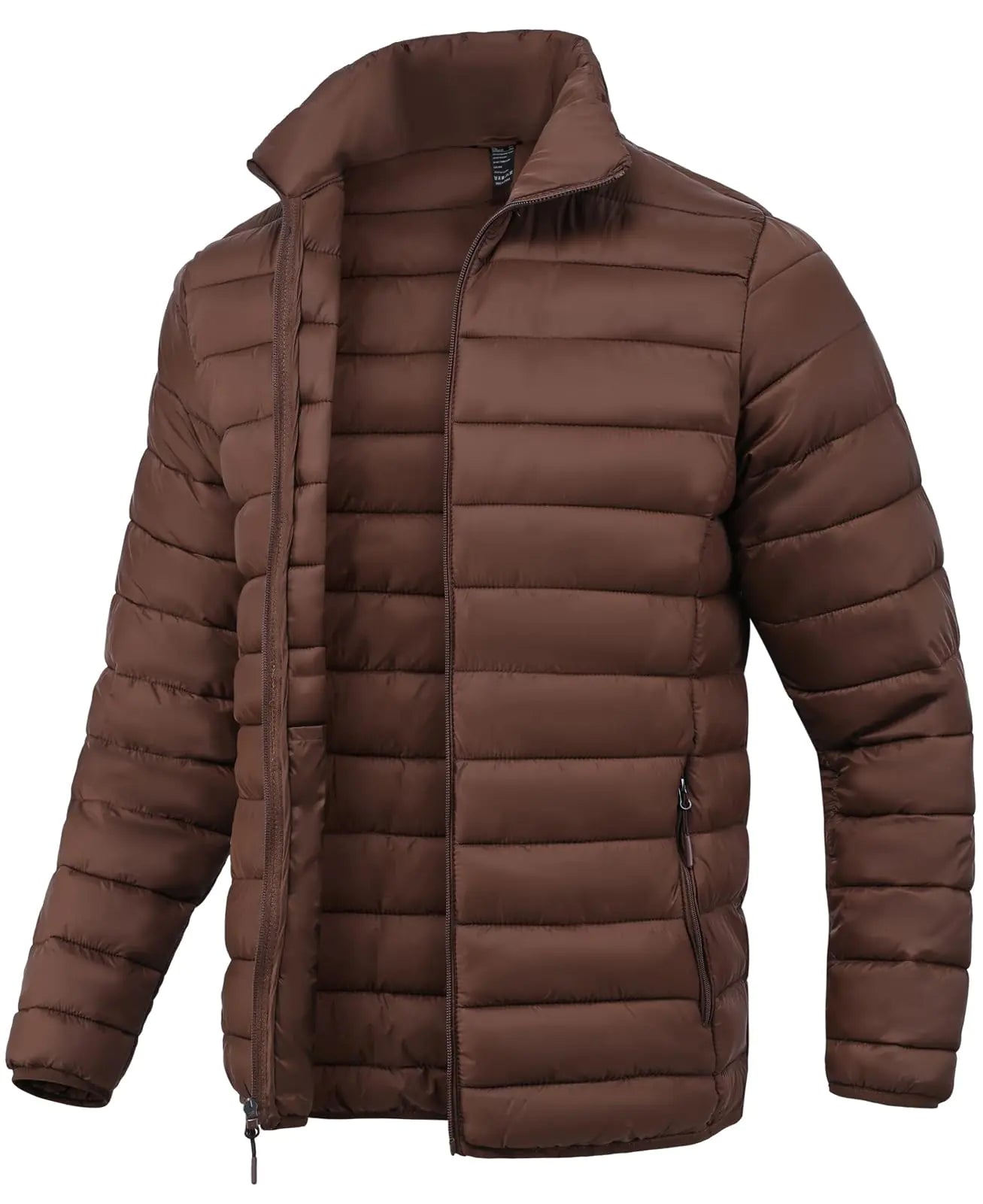 SPOSULEI Mens Puffer Down Jacket Quilted Winter Insulated Packable Jackets Coats Lightweight Water Repellent Outdoor Warm Ski Snow Jacket Outerwear Brown 3XL