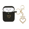 AIIEKZ Compatible with AirPods Case Cover Soft Silicone Case with Gold Heart Pattern for AirPods 2&1 Generation Case with Rhinestone Studded Love Heart Keychain (Glitter Black)